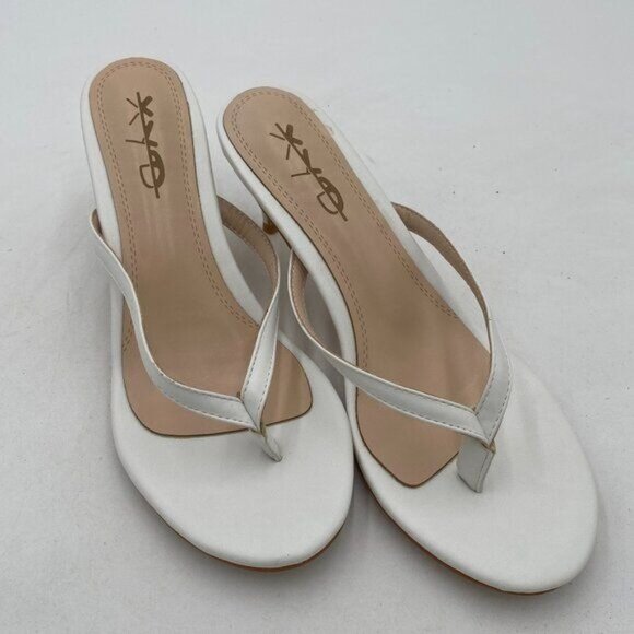 XYD Women Fashion Thong Mid Heel Sandals Casual Flip Flops Open Almond Toe Daily - Picture 1 of 7